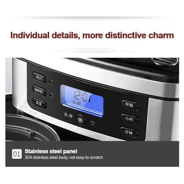 Automatic Drip American Home Coffee Maker With Grinder 1.5L 900W