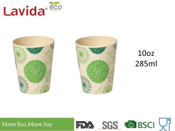 Small 10oz 285ml Round Bamboo Fiber Cup , Bamboo Fibre Coffee Cup For Home / School