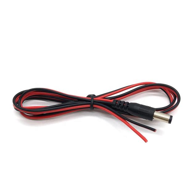 Rojo Negro DC Hombre 5.5x2.1mm Barril Jack a despojado Abierto Desnudo Fin de alambre de lata