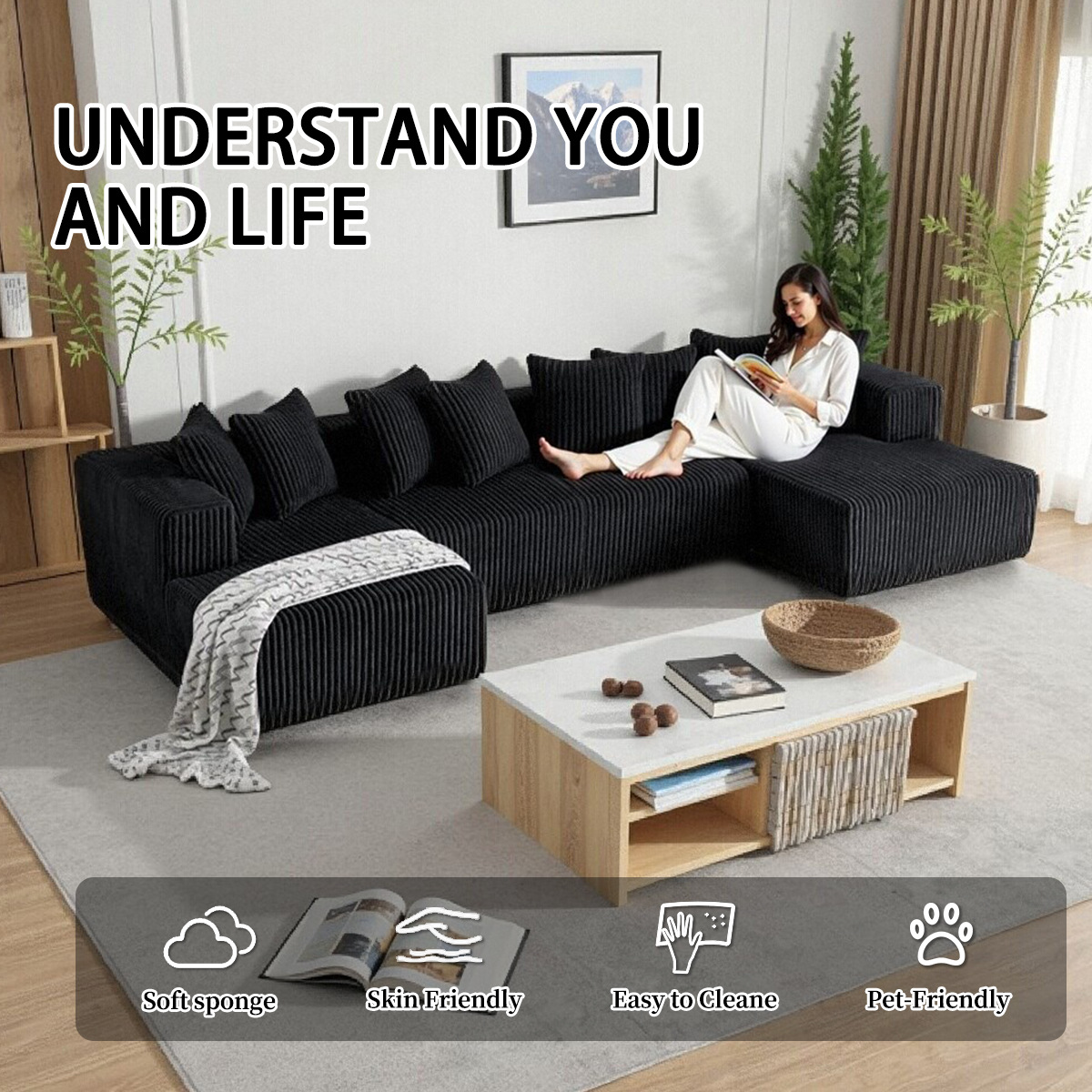 Modular Compression Sofa Boneless Foam Sofa Pressed Couch in Box  Frameless Vacuum Pack Couch Compressed Sofa for Living Room