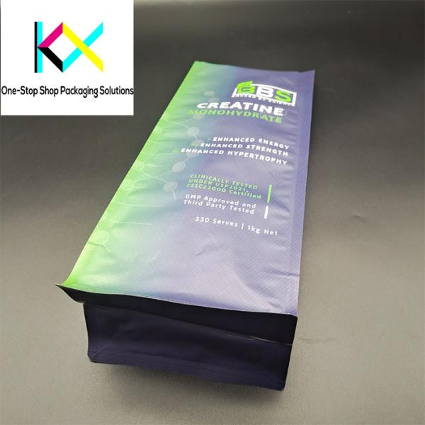 Moisture Proof 1kg Protein Powder Packaging Bag Plastic Flat Bottom Pouch