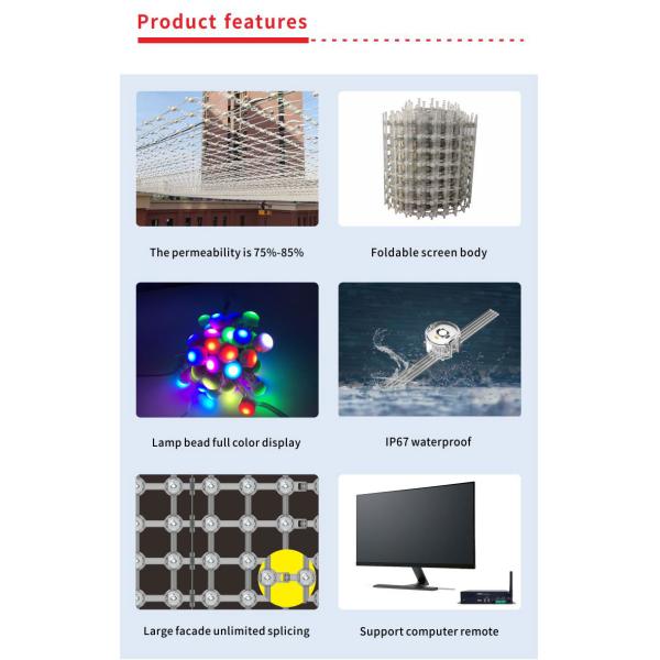 Brightness 3000 LED Grid Screen T20 P80 For Definition RGB Building Lighting