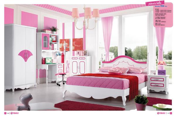 teenager glossy princess bed room set furniture,#906