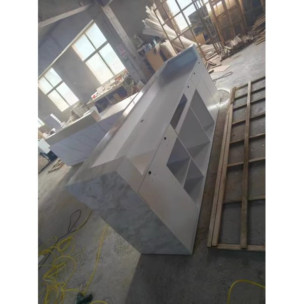 Modern Large Wooden Front Reception Desk With Counter L-shaped Commercial Office Entrances Bar Tables