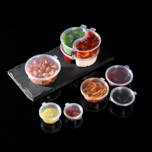 Custom Logo 35ml/50ml/75ml/100ml PP Plastic Cup Disposable Sauce Cup with Plastic Lid