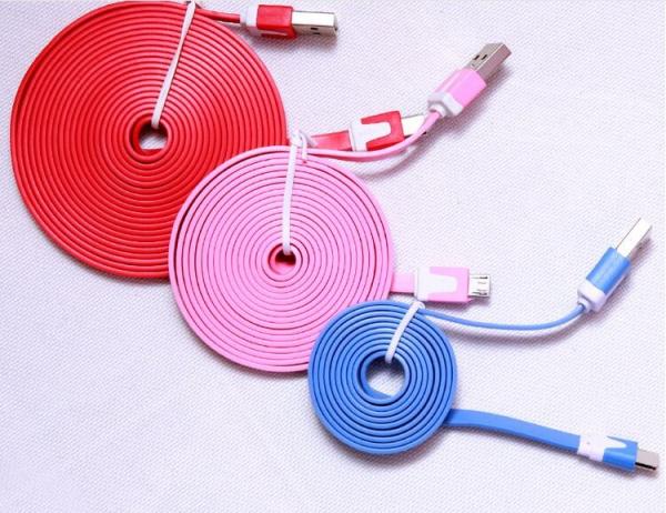 1M 3m data cable Noodle Flat USB 2.0 usb cable usb charging cables for iphone 5 6s plus S6
