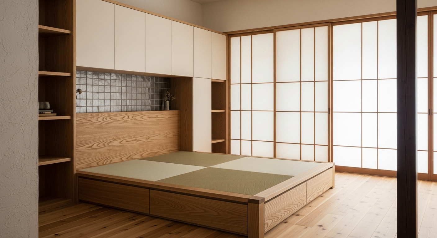Low-Profile Japandi Tatami Platform Bed in 304 Stainless Steel