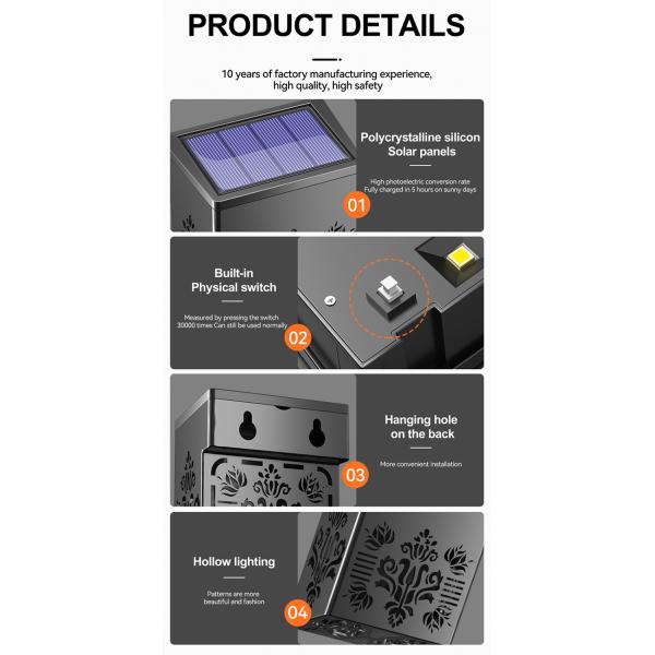 Outdoor Ambiance Solar Decorative Wall Light 1.2V IP65 ABS Plastics Material