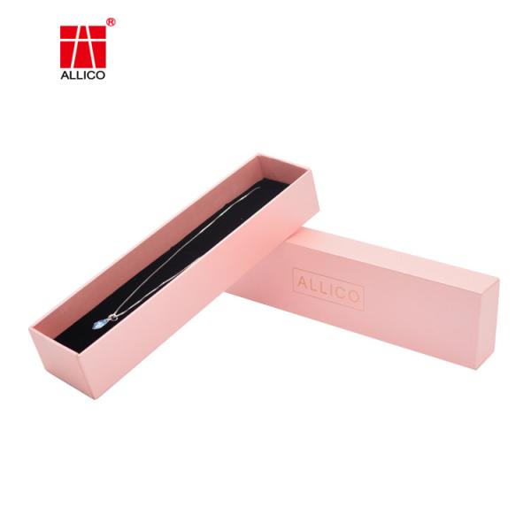 Pink Luxury Necklace Gift Box , 10*10*3.5cm Cardboard Jewelry Boxes