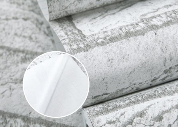 Greyish White Color Brick Printing Self Adhesive Wallpaper Modern Style For Living Room