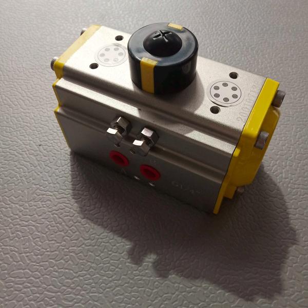 aluminum alloy grey body with yellow caps pneumatic actuator