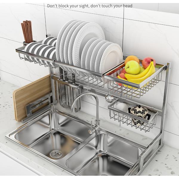 Stainless Steel 91cm Long 2 Tier Dish Drainer Over Kitchen Sink