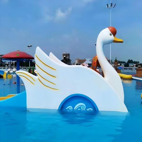 Swan Shape FRP Outdoor Swimming Pool Slide Scratch Resistant