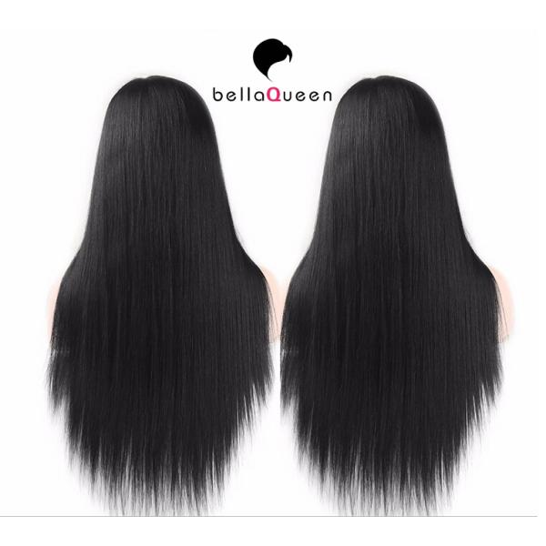 Densité naturelle droite de la perruque 180% d'avant de dentelle de cheveux de Vierge de prime du noir 100% avec des paquets