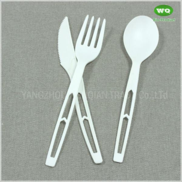 high quality 6 Inch Disposable Nature Color PLA Cutlery Sets-New Product Ideas Eco Friendly Cutlery Knife Fork And Spoon