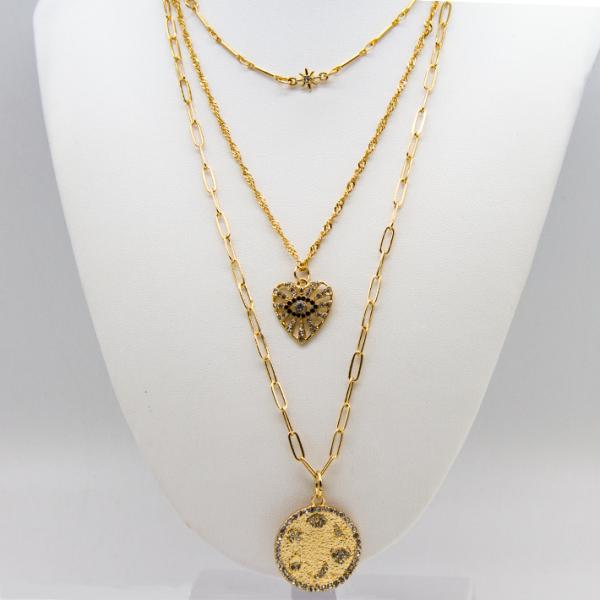 Collar con forma de corazón pequeño con diamantes brillantes chapado en oro de 14 quilates para mamá