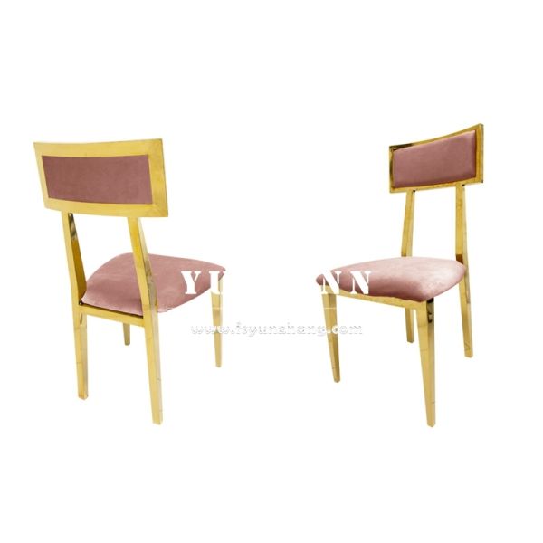 New Design Restaurant Gold Stainless Steel Metal Luxury Wedding Chair with Velvet Cushion