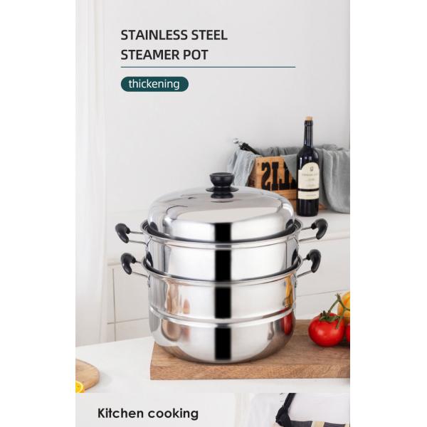Best Selling Customized Logo 3 Layer induction 10-inch Stainless Steel Steamer Pot with Anti-Heat Handle