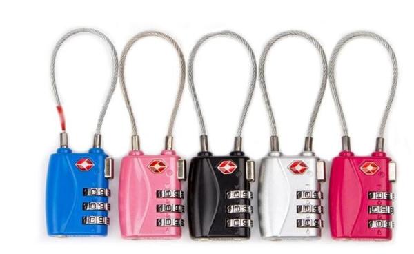 Cable zinc alloy TSA travel lock& Fashion Design pink Tsa Luggage Lock& 63g Tsa Bag Number Lock