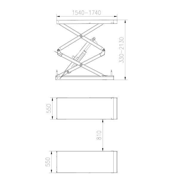 24V 3.5T Small Auto Scissor Lift For Repair Shop 2130mm Car Lifter Machine