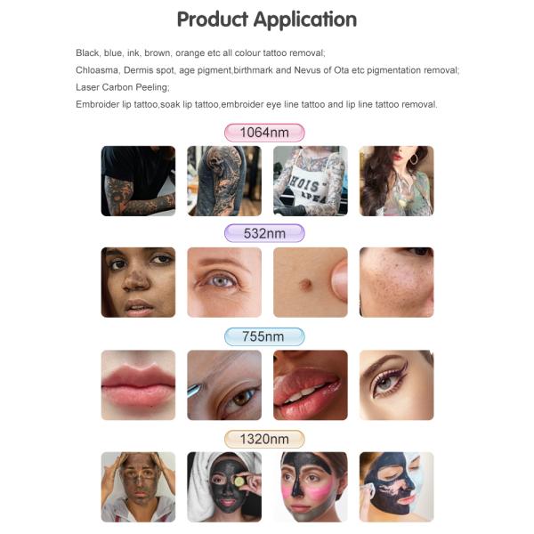 Picosecond 532nm 755nm 1064nm Pigmento máquina de eliminación de tatuajes láser para la venta en Pico