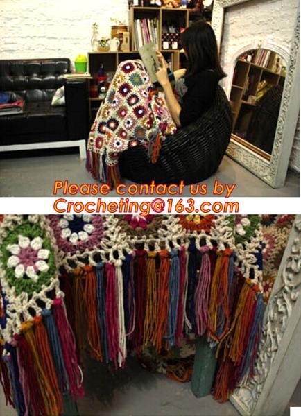 Nordic Hand-woven crochet hook Daisy striped blanket, Cashmere knitted blanket, sofa blank