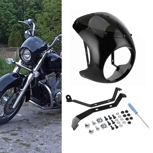 Motorcycle Front Mask Headlight Fairing Cover Universal Fit For 7inch Headlight Handlebar Fairing Windshield For Harley Honda