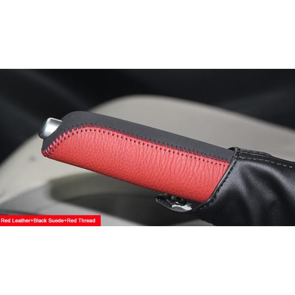 Black Leather Red Suede Handbrake Cover for Mazda CX-5 Hand-Stitched Cover