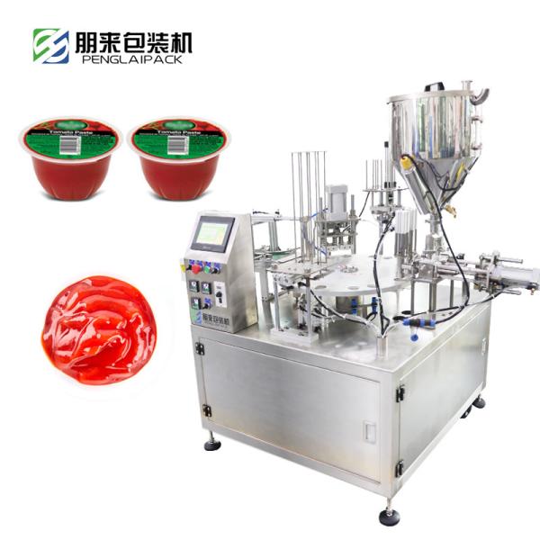 Automatic Rotary Cup Filling and Sealing Machine for Chili Sauce,Jam and Food Packaging