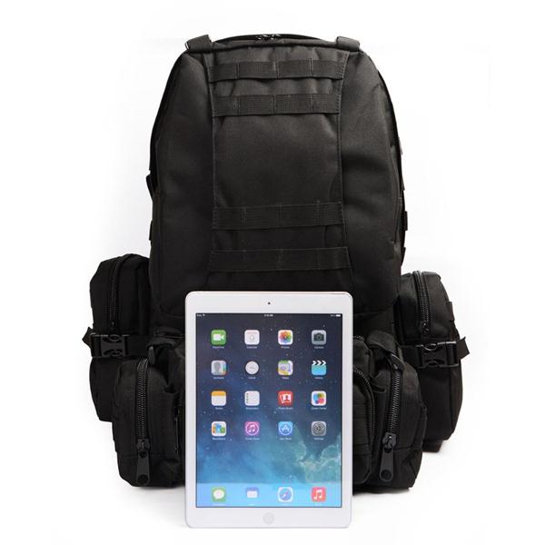 Black Army Backpack / Tactical Hiking Backpacks With 3 Molle Bags