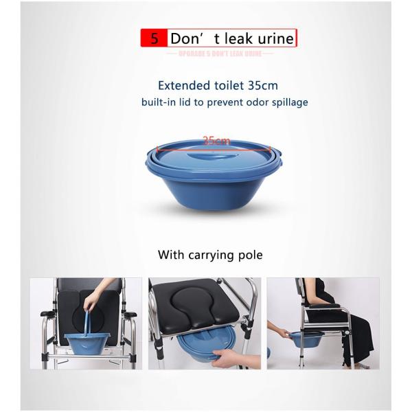 Heavy Duty Aluminum Toilet Wheel Chair With Locking Wheels For Seniors