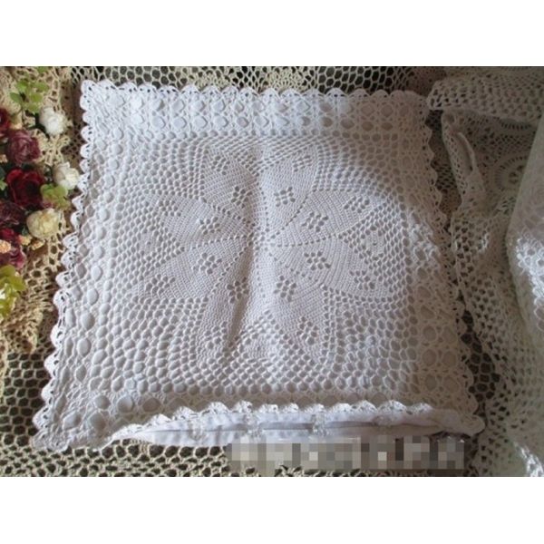 45x45 cm 100% natural cotton crochet hook pillow cover cushion cover white beige for sofa