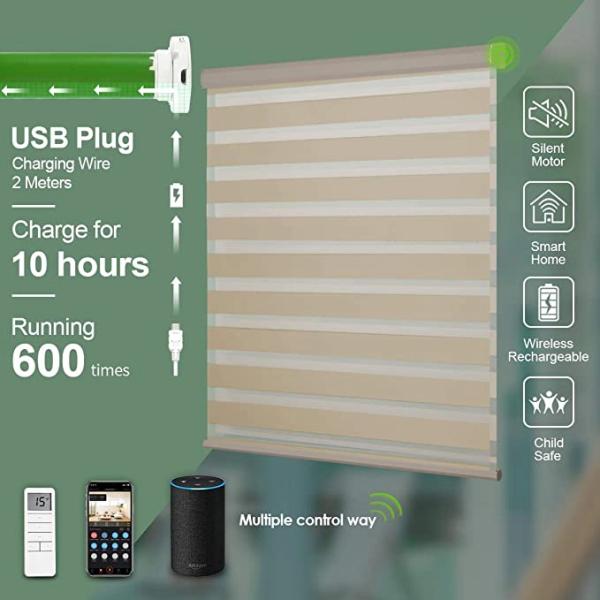 Resist ultraviolet rays smart Wifi Tubula motorintelligent electric Shangri-La Roller Blinds motroized light adjustable