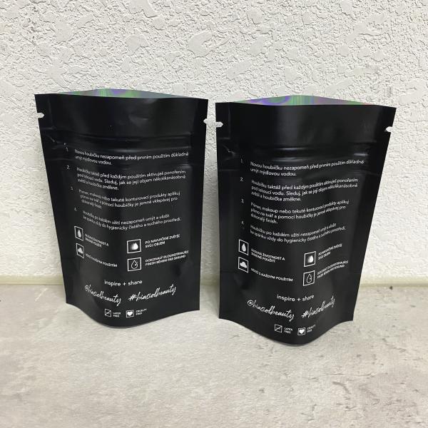 Gravure Printing Custom Stand Up Pouch Holographic Foil Beauty Sponge Packaging