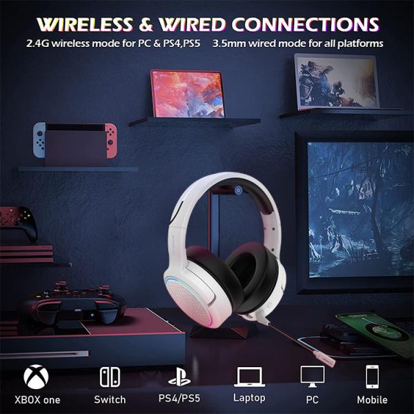 Waterproof 2.4GHZ Wireless Gaming Headset Headphones For Computer Xbox Audio Jack USB