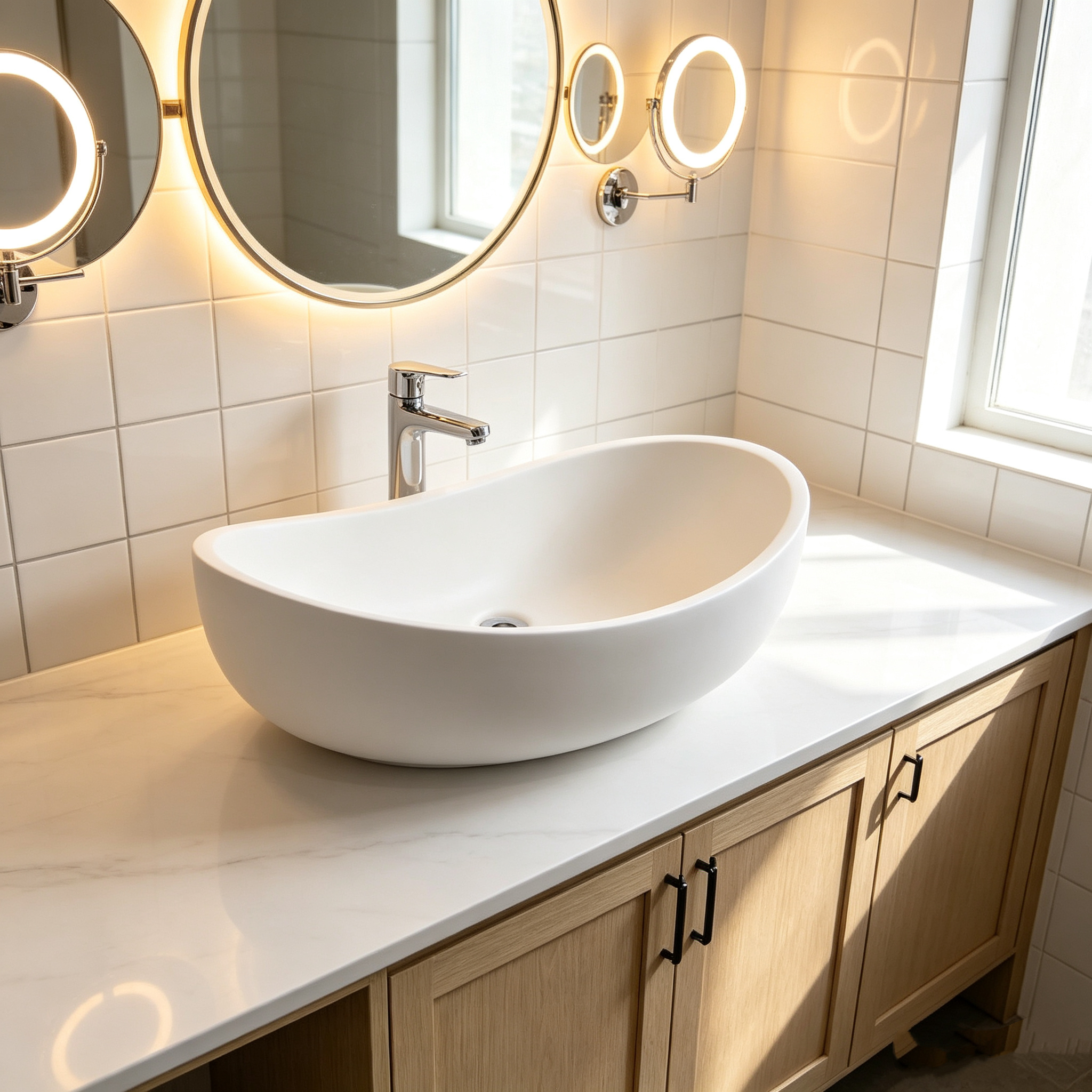 Oval Stone Resin Solid Surface Bathroom Basin Matte Countertop Vessel Sink