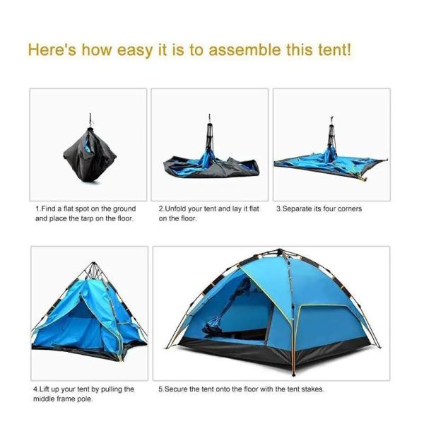Customized Request Outdoor Portable Automatic Waterproof Camping Tent Style 2 Doors