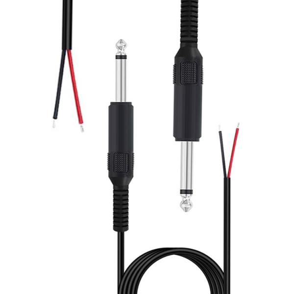 6.35mm 1/4 Inch TS 2 Ploes Jack Mono Male Audio Plug to Bare Wire Open End Cable for Microphone