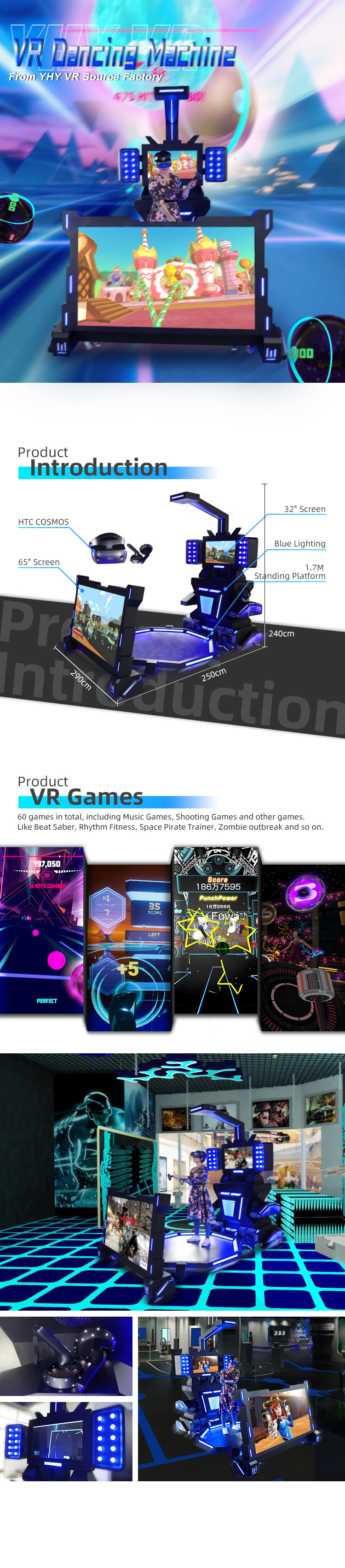 Имитатор игры стрельбы машины 220V VR аркады танцев парка атракционов VR