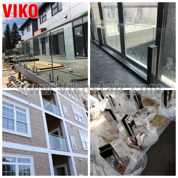 Glass Spigot For Glass Railing VH114SB Wooden Cap Handrail Glass Spigot Tempered glass UChannel RailingClea