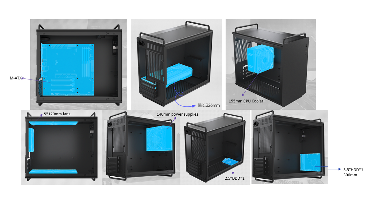 20L Compact Gaming PC Case, M-ATX/ITX , 326mm GPU, 155mm CPU Cooler, 140mm PSU, Dual Front Panel Options, Magnetic Dust Filters