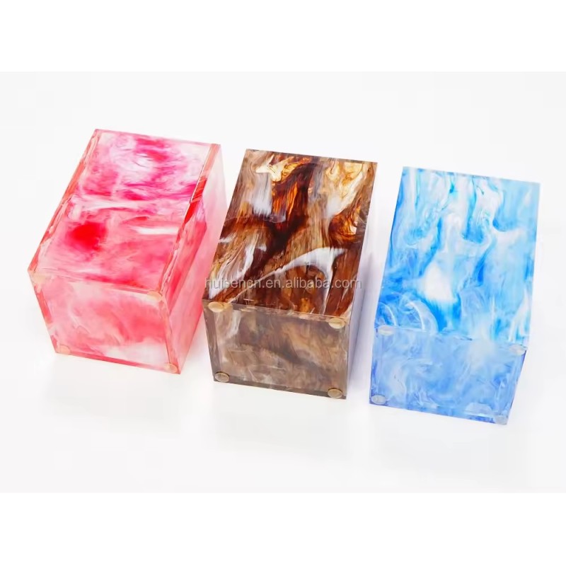 Splashed Ink Colors Amber Multifunctional Storage Box Acrylic Stationery Organizer Customizable Makeup Brush Plastic Box