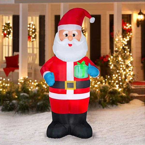 Outdoor Christmas Lighted Santa Sleigh Arch with Snowman Gingerbread Tree Inflatables