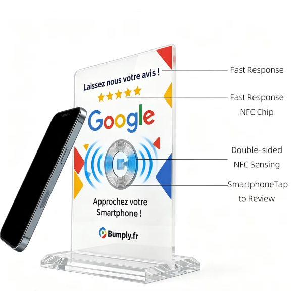 Premium Clear Acrylic NFC Business Card Custom Contactless Digital Feedback Stand NFC213 Chip Waterproof Google Business