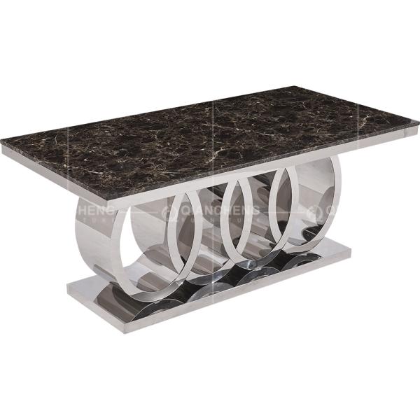 180x90x76cm 8 Seater Marble Dining Table Stainless Steel gold color