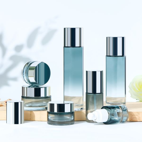 Luxury Gradient Glass Cosmetic Bottle Set - Leak-Proof & Customizable Skincare Packaging