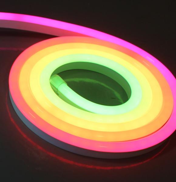 Topsung slim neon flexi 12v 10x20mm led rgb neon 90 degree backward bendable 5050 smd flex neon rgb roll controller