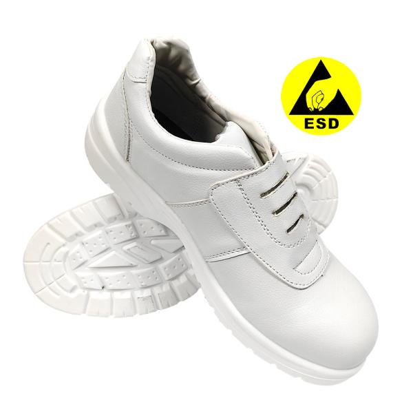 White Steel Ladle Head Anti Smashing Labor Protection Shoes Safety Protection Dust-Free Workshop ESD Anti-Static Food Work Shoes