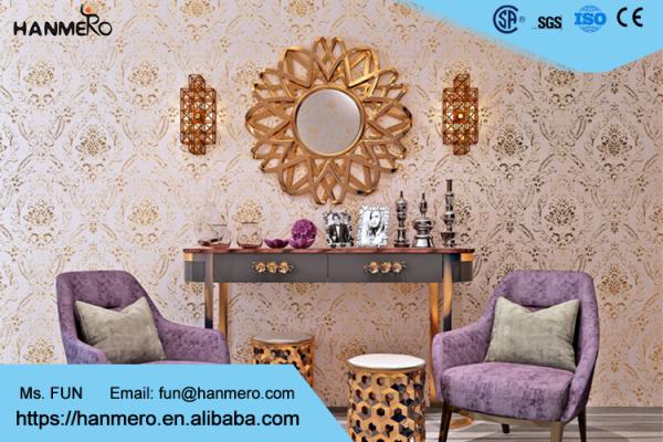 Bronzing Classic Gold Luxury Contemporary Floral Wallpaper For Living Room , European Style