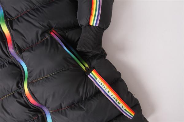 Junior Girls longline coats, Children's longline jacket, Hood Fur, Rainbow zipper